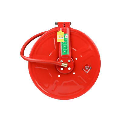 Inner Diameter 19mm Length 25 Meters fire hose reel Bursting Pressure Of 2.4 Megapascals 445mm Thick Pure PVC Reel Surface.